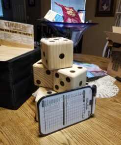 GoSports Giant Wooden Playing Dice Set with Rollzee and Farkle Scoreboard - Includes 6 Dice, Dry-Erase Scoreboard and Canvas Tote Bag - Choose 2.5 Inch or 3.5 Inch Dice) 3.5 Inch Natural Wood Dice 39 81wmek8XZzL