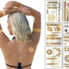 Terra Tattoos Metallic Gold Henna Temporary Tattoos 75+ Mandala Tattoos Flowers, Mandalas, Elephants Waterproof Nontoxic Long Lasting for Beach, Festivals, & Parties (Gold)