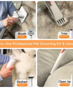 AIRROBO Dog Hair Vacuum & Dog Grooming Kit, 12000Pa Strong Pet Grooming Vacuum, 2L Large Capacity Dog Vacuum for Shedding Grooming Hair, Quiet, 5 Pet Grooming Tools, PG100 38 81wqORHmlXL
