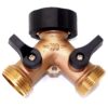 Brass Garden Hose Connector Y Hose Splitter, Hose Splitter, 2 Way Heavy Duty, Garden Hose Y Splitter, Solid Garden Hose Connector, Brass Hose Manifold Adapter, Hose Bib -Brass 2.75x1.77x2.75in