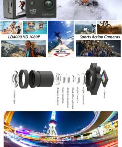 Lightdow LD4000 Sports Action Camera HD Waterproof DV Camcorder (Black) Black 31 81wtdODiiZL
