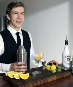 Alternative view of Barvivo Cocktail Shaker Set with Double Jiggers & 2 Liquor Pourers - 24oz Cocktail Set Martini Shaker Made of Brushed Stainless Steel with Cocktail Strainer - Premium Cocktail Accessories for Drinks