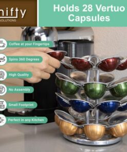 Nifty Vertuoline Coffee Pod Carousel – Nickel Chrome Finish, 28 Pod Capsule Holder, Spins 360-Degrees, Lazy Susan Platform, Home or Office Kitchen Counter Organizer 23 81wvvllf8L