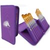MyArtscape Paint Brushes - 15 Pc Art Brush Set for Watercolor, Acrylic, Oil & Face Painting | Short Handle Artist Paintbrushes with Travel Holder & Gift Box (Royal Purple) Royal Purple 25 81wxhLGnZL