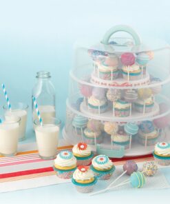 Alternative view of Sweet Creations 3 Tier, Collapsible Cupcake and Cakepop Display Carrier with Handel, White