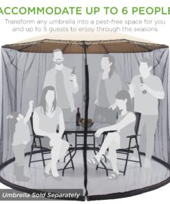 Best Choice Products 9ft Adjustable Mosquito Net for Umbrellas 7.5-11ft, Bug Screen Patio Umbrella Accessory for Outdoor Market Offset Cantilever w/Polyester Mesh Net, Zipper Door, Fillable Base 28 81wz6AueVTS