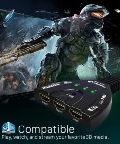 Fosmon 4K HDMI Switch 3 in 1 out 4K@30Hz, 3-Port HDMI Splitter Hub Switcher Auto Switching UHD 3D HDR HD 1080P HDCP, for HDTV, PS5/4, Xbox, Fire Stick 3-Port / 4K@30Hz 20 81wzvwWlwWL