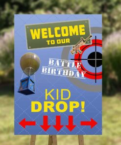 Video Gamer Themed Fort Battle Kid Drop Royale Party Supply Poster Decor (Decorations) Blue 5 81x6w5N5mKL