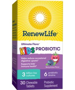 Renew Life Kids Chewable Probiotic Tablets, Daily Supplement Supports Digestive and Immune Health, Berry-licious Flavor, Dairy, Soy and gluten-free, 3 Billion CFU, 30 Count 30 Count (Pack of 1) 31 81xANpLkWjL