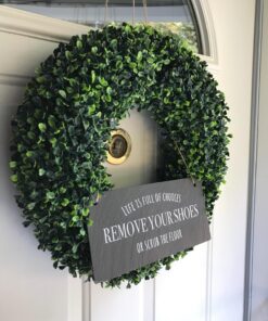 Boxwood Wreath - 16.5-Inch Round UV Resistant Artificial Spring, Summer, Fall, or Winter Wreath - Outdoor/Indoor Wreaths for Front Door by Pure Garden Round 16.5" 21 81xDWQTfbL