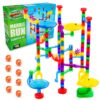 Marble Genius Marble Run (130 Complete Pieces) Maze Track or Board Games for Kids 8-12, for Adults, Teens, and Toddlers, (80 Translucent Marbulous Pieces + 50 Glass-Marble Set), Starter Set 2.) Starter Set - 130 Complete Pieces 13 81xDguonHoL