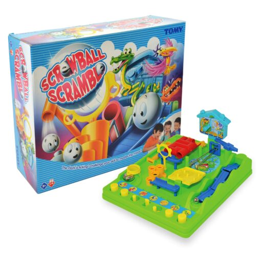 TOMY Games Screwball Scramble Marble Run Game for Kids - Timed Marble Maze Kids Games - Cooperative Board Games for Family Game Night - 1-4 Players - Ages 5 Years and Up Multicolored