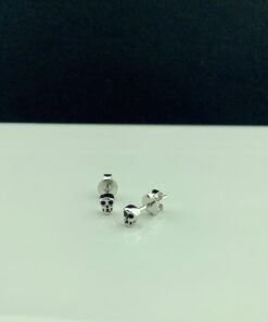 Rhodium Plated Sterling Silver Womans Tiny Skull Stud Earrings Rhodium Plated 24 81xFzZptlL
