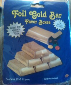 Super Z Outlet Western Casino Pirate Foil Gold Bar Treasure Boxes Party Supplies for Birthday Favors Decoration, Candy, Goodie Bags, Treats, Children Toys Gifts, Arts & Crafts (12 Pack) 14 81xG3ujb8xL