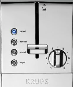 Alternative view of KRUPS KH732D50 2-Slice Toaster, Stainless Steel Toaster, 5 Functions with Cancel, Toasting, Defrost, Reheat and Bagel, Cord Storage, Silver Variable width slots