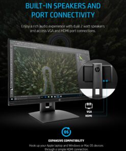 HP VH240a 23.8-Inch Full HD 1080p IPS LED Monitor with Built-In Speakers and VESA Mounting, Rotating Portrait & Landscape, Tilt, and HDMI & VGA Ports (1KL30AA) - Black 30 81xKeeWHFEL