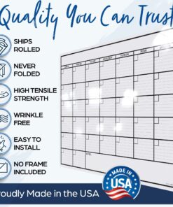 Large Dry Erase Calendar for Wall | Large Wall Calendar Dry Erase Monthly | 1M 17x26, 24x36, 36x48, & 3M 40x17 | Dry Erase Calendar Board for Wall | Whiteboard Calendar | Calendar Whiteboard | White Large (36" * 48") 25 81xLEXFNeEL