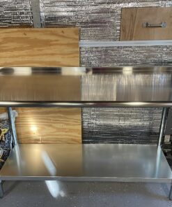 ROCKPOINT Stainless Steel Table for Prep & Work with Backsplash 60x24 Inches, NSF Metal Commercial Kitchen Table with Adjustable Under Shelf and Table Foot for Restaurant, Home and Hotel 60x24inch 46 81xLbjlefL