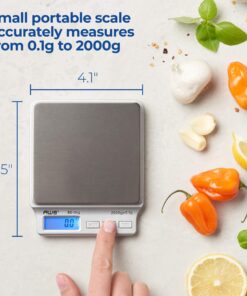 SC Series Precision Digital Kitchen Weight Scale, Food Measuring Scale, 2kg x 0.1g (Silver), AMW-SC-2KG - American WEIGH Scale 18 81xNcpQO7ML