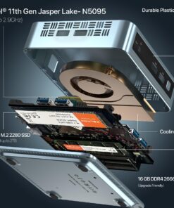 PELADN Mini PC, Intel 11th Gen N5095 (up to 2.9GHz) Win11 Pro, 16GB DDR4 RAM, 512GB SSD, 4K HD, BT4.2, Dual HDMI, WiFi 2.4G/5G, Gigabit Ethernet. Small Desktop PC 15 81xO3Pw3aVL