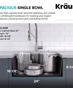 Kraus KGD-410B 24 2/5 inch Dual Mount Single Bowl Black Onyx Granite Kitchen Sink Sink with Strainer 23 81xWV214eIL