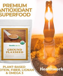 Healthworks Flax Seed Ground Powder Cold Milled Raw Organic (32 Ounces / 2 Pounds) | All-Natural | Contains Protein, Fiber, Omega 3 & Lignin/Lignan | Smoothies, Coffee, Shakes & Oatmeal 18 81xZDBaObML