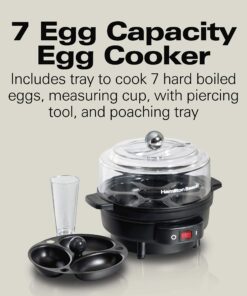Alternative view of Hamilton Beach Electric Hard Boiled Egg Cooker, 3-in-1: Boiled Egg Cooker, Poacher & Omelet Maker, Can Hold 7 Eggs, Black with Silver Knob (25500)