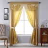 Regal Home Collections Amore Curtains 5-Piece Window Curtain Set - 54-Inch W x 84-Inch L Panels with Attached Valance and 2 Tiebacks - Bedroom Curtains and Living Room Curtains (Gold) Gold 54"X84" 5PCs. Window Set 43 81xbpxc6VwL