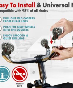 Office Chair Wheels Replacement Set of 5 - Desk Chair Casters for Hardwood & Carpet - Heavy Duty & Safe for All Floors w/o Chair Mats - Fits 98% of Computer Gaming & Office Chairs - 3 Inch 1.Regular Stem - NOT for IKEA chairs 31 81xcVU3MjL 2