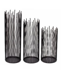 Set of 3 Metal Iron Candle Holder, Black Candlestick Modern Table Centerpiece for Indoor & Outdoor Decor, Dining Room, Home Decoration 25 81xczil6FfL