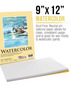 Alternative view of U.S. Art Supply 9" x 12" Premium Heavyweight Watercolor Painting Paper Pad, Pack of 2, 24 Sheets Each, 90 Pound (190gsm) - Cold Pressed, Acid-Free, Wet, Dry & Mixed Media - Artists, Students, Adults