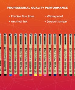 SAKURA Pigma Micron Fineliner Pens - Archival Black and Colored Ink Pens - Pens for Writing, Drawing, or Journaling - Black and Colored Ink - 05 Point Size - 16 Pack Colors may vary 15 81xeh1XUOKL
