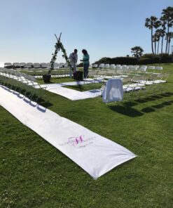 HEALON White Wedding Aisle Runner (100 Feet x 3 Feet) — Includes Pull String for Indoor or Outdoor Weddings, Prom and Parties (Wave) Wave 100ft*3ft 39 81xfqPQpvjL