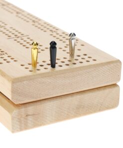 WE Games Wooden Cribbage Board Game Set, Continuous 3 Track for 2-3 Players, Travel Cribbage Board with Card Storage, Includes 9 Metal Pegs & Deck of Cards, Card Games, Classic Board Games for Adults Natural 19 81xg0DPWtVL