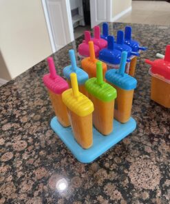 Popsicles Molds, Ozera Set of 6 Reusable Ice Pop Molds Easy Release Popsicle Maker Molds Cream Popcical Molds for Homemade Popsicles With Funnel & Cleaning Brush Assorted Colors 41 81xgpIW1CPL
