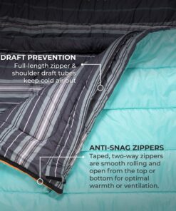 TETON Sports Mammoth Queen Size Sleeping Bag- Double Sleeping Bag – A Warm Bag The Whole Family can Enjoy – Great Sleeping Bag for Camping, Hunting and Base Camp. Compression Sack Included Teal Mammoth 0F 40 81xjKny9H4L