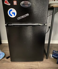 Midea WHD-113FB1 Double Door Mini Fridge with Freezer for Bedroom Office or Dorm with Adjustable Remove Glass Shelves Compact Refrigerator, 3.1 cu ft, Black 51 81xlSscVxaL