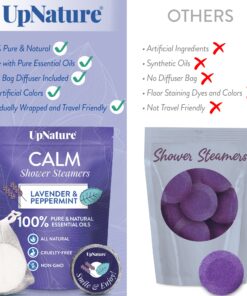 UpNature Shower Steamers Aromatherapy, Calm 12pcs - Lavender Shower Steamer Restore Relaxation, Essential Oil Lavender Shower Bath Bombs Tablets for Stress Relief, Self Care Gifts for Women & Men Calm Relaxation 17 81xmzKhEOoL
