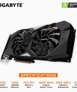 Gigabyte GeForce GTX 1660 Ti Windforce OC 6G 192-bit GDDR6 DisplayPort 1.4 HDMI 2.0B with Windforce 2X Cooling System Graphic Cards- Gv-N166TWF2OC-6GD 14 81xo38b9rL