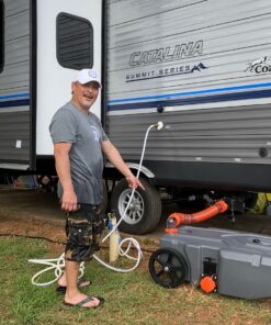 Camco RhinoFLEX 15-Ft Camper/RV Sewer Hose Kit | Features Clear Elbow Fitting with Removable 4-in-1 Adapter & Crafted of Reinforced 23-Mil Polyolefin | Compress for RV Storage and Organization (39770) Frustration-Free Packaging 27 81xoq7L7h6L