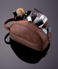 Vetell Classic Men's Leather Toiletry Bag and Dopp Kit with Upper and Lower Zippered Compartments, 2 Mesh Bottle Pouches, and Carrying Handle - The Best Gift for Men. 36 81xp0E1 GML