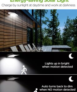 InnoGear Solar Gutter Lights, 24 LEDs Solar Motion Sensor Lights IP65 Waterproof Solar Outdoor Lights Solar Wall Lights Security Lighting for Yard Porch Patio, Pack of 4 29 81xpTiBL2GL