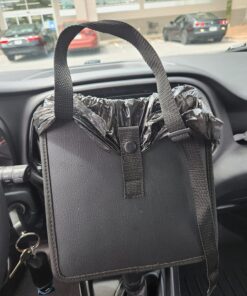 KMMOTORS Car Trash Can, Leather Trash Bag Foldable Hanging bin, Cute car Gadgets, Garbage Container, Vegan Leather(Medium, Black) Medium 35 81xqyrdj2L