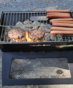 Fire Sense 60508 Notebook Charcoal BBQ Grill 3.5mm Cooking Bars Instant Foldable & Easy Portability For Outdoor Barbecues Camping Traveling Picnics Garden Beach Party - Black Charcoal Grill 35 81xrL1w4V L