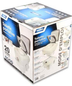 Camco 5.3-Gallon Portable Travel Toilet | Features Detachable Holding Tank w/Sealing Slide Valve & Bellow-Type Flush | Easy Transport w/Compact Lightweight Design & Carry Handle | Gray (41541) 5.3 Gallon 35 81xs2xefabL