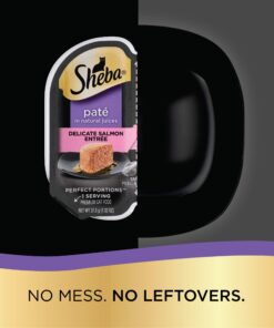 Sheba Wet Food PERFECT PORTIONS Paté Adult Wet Cat Food Trays (24 Count, 48 Servings), Delicate Salmon Entrée, Easy Peel Twin-Pack Trays , 1.32 Ounce (Pack of 48) 1.32 Ounce (Pack of 48) 28 81xtDp06x7L