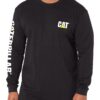 Caterpillar Trademark Banner Long Sleeve Tee Shirts for Men with Center Back Neck Wire Management Loop and Cat Workwear Logo Medium Black