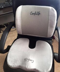 ComfiLife Premium Comfort Seat Cushion - Non-Slip Orthopedic 100% Memory Foam Coccyx Cushion for Tailbone Pain - Cushion for Office Chair Car Seat - Back Pain & Sciatica Relief (Gray) Gray 46 81xuO5SWYEL