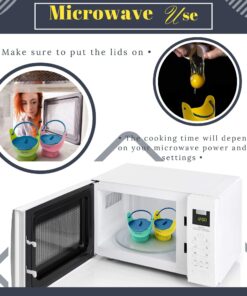Egg Poacher - Skoo Silicone Egg Poaching Cups + Lids + Ebook - Egg Cooker Set - Perfect Poached Egg Maker - For Stove Top, Microwave and Instant Pot (Green, Red, Yellow, Turquoise, Dark Blue) Green, Red, Yellow, Turquoise, Dark Blue 21 81xwISii7xL