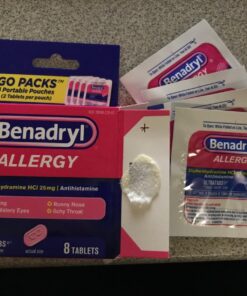 Benadryl Ultratabs Go Packs Antihistamine Allergy Relief Medicine, 25 mg Diphenhydramine HCl Tablets for Relief of Cold & Allergy Symptoms, Travel & On-The-Go Size, 4 Packets of 2 Tablets 2 Count (Pack of 4) 19 81xyNp e4GL